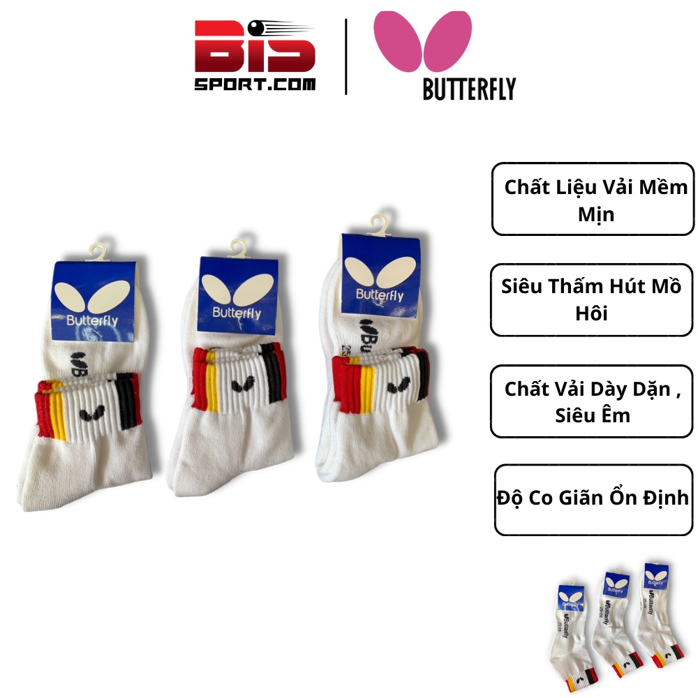 Vớ Thể Thao Cầu Lông Bóng Bàn Butterfly Cao Cấp - Vải Dày , Êm Ái , Chống Trơn Trợt - Siêu Thấm Hút Mồ Hôi