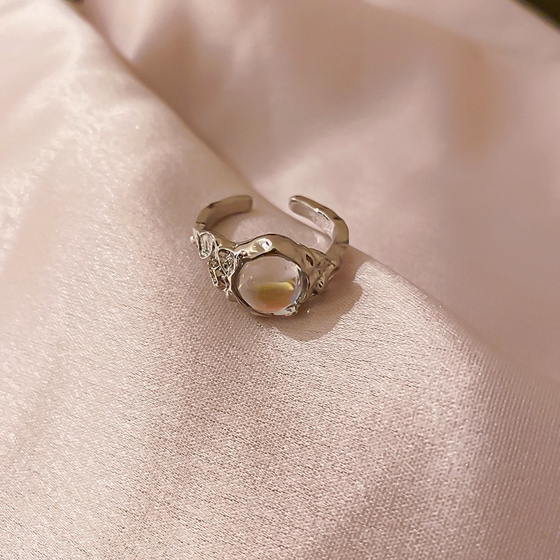 Nhẫn Đính Đá Mặt Trăng Phong Cách retro Thời Trang Hàn Quốc