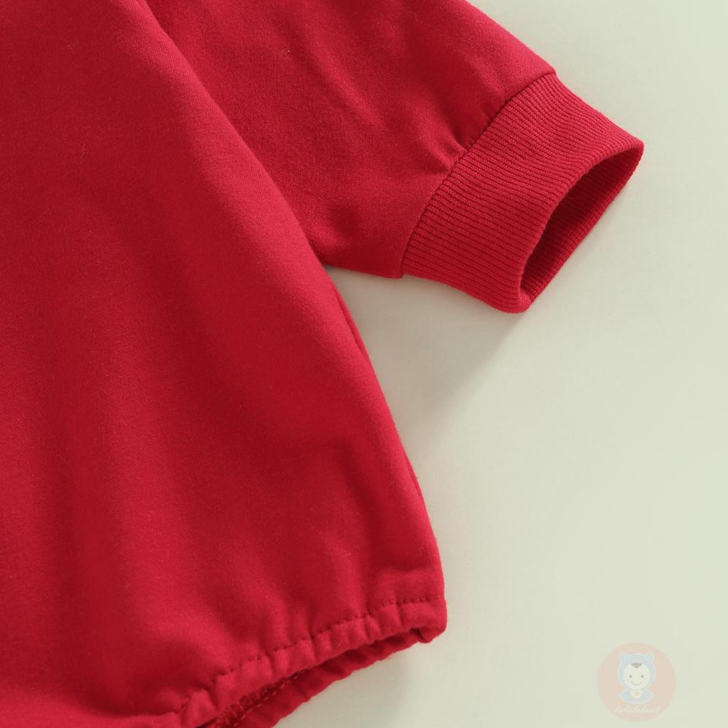 Laa6-bộ Áo Liền Quần Tay Dài Cổ Tròn In Hình Ông Già Noel / Cây Thông / Hươu Cho Bé Trai /