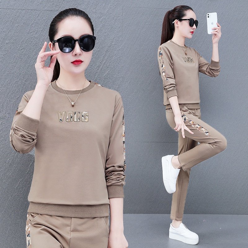 Set bộ đồ quần áo thun nữ thu đông dài tay thời trang, Bộ thể thao thu đông dài tay nữ chất nỉ da cá( Bộ thu đông)