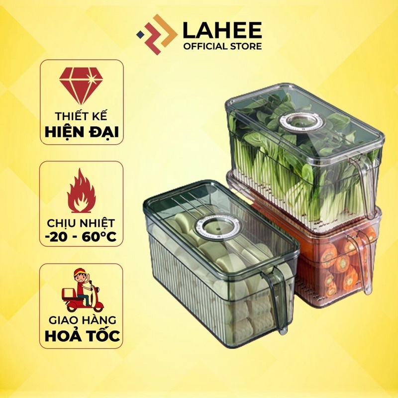 Hộp nhựa đựng thực phẩm, hộp bảo quản thực phẩm tủ lạnh có tay cầm trong suốt, vòng ghi chú thời gian lưu trữ LAHEE –HTP