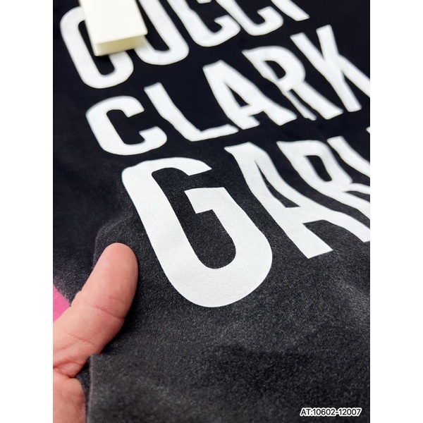 Áo phông nam nữ Premium Cotton in chữ GG Clark Gable hai mặt phối nhúng loang trắng siêu sang AP09P