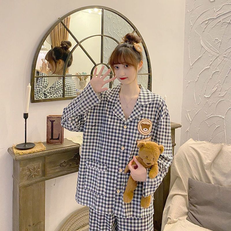 Bán Chạy#Bộ Đồ Ngủ Tay Dài Họa Tiết Kẻ Sọc Phong Cách Mới Dành Cho Nữ