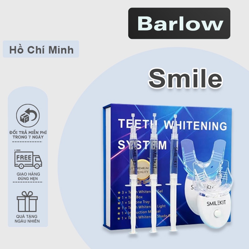 Máy làm trắng răng tự nhiên Smile Set Bộ, Gel nguyên liệu từ thiên nhiên giúp răng trắng sáng - Barlow Store