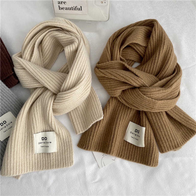 Khăn Choàng Len Dệt Kim Dày Dặn Màu Cà Phê Sữa Phong Cách Hàn Quốc Dành Cho Cặp Đôi