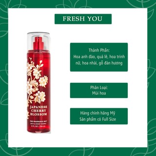 Japanese Cherry Blossom - Xịt thơm toàn thân body mist khác Bath & Body Works  - fresh you