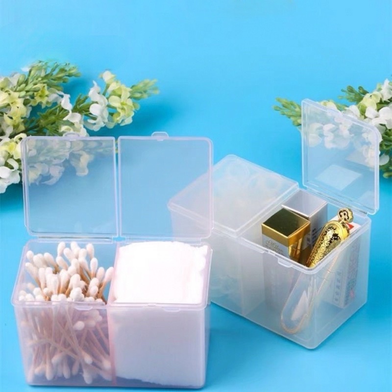 Hộp đựng giấy lau gel 2 ngăn có nắp - hộp nhựa đựng dụng cụ nail chuyên dụng