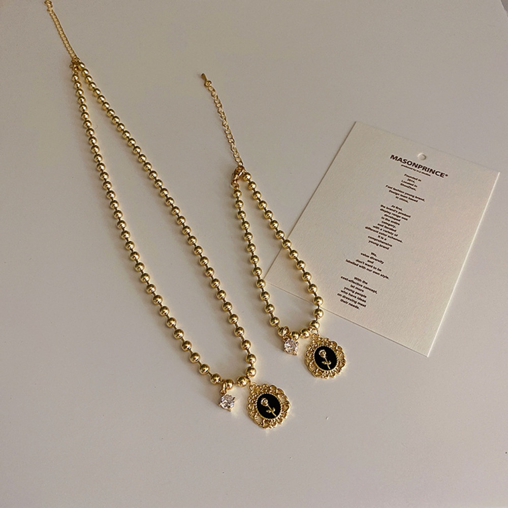 Vòng Cổ Choker Ren Hoa Phối Hạt Kim Loại Phong Cách Hàn Quốc Đơn Giản Cho Nữ