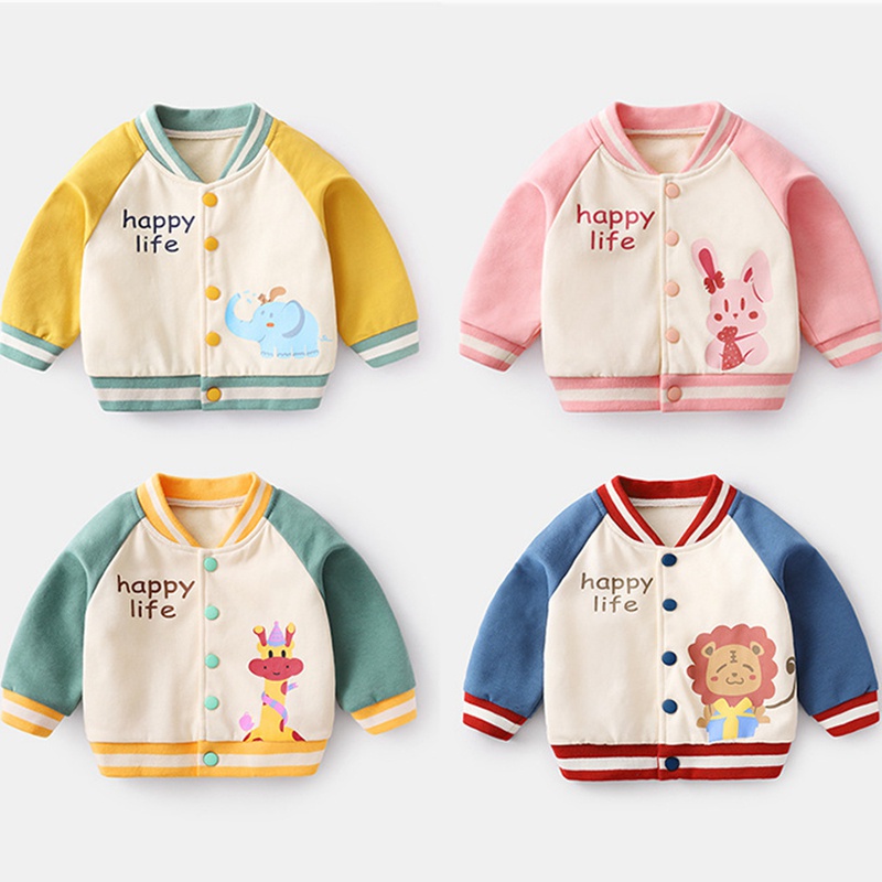 Áo Khoác Bóng Chày Tay Dài In Họa Tiết Hoạt Hình Thời Trang Mùa Thu Cho Bé Trai Và Gái 0-4 Tuổi