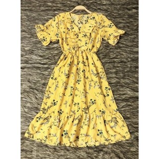 đầm maxi hoa nhí phối bèo siêu sexy chất đẹp mới 95% - thanh lý pass váy 2hand