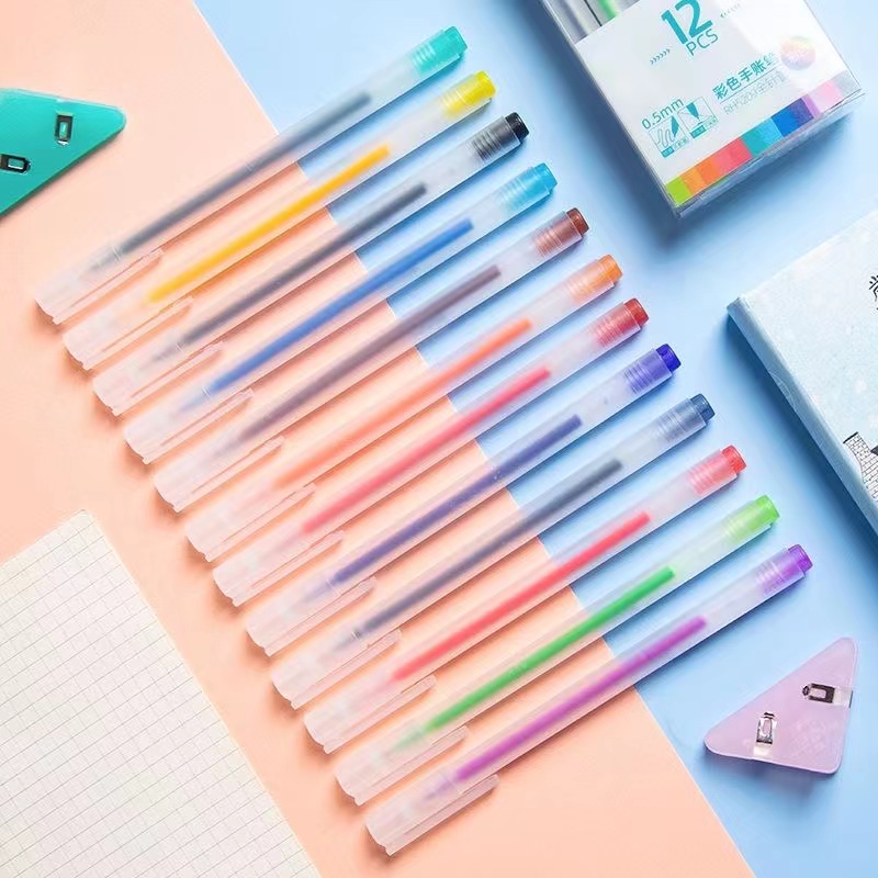 Bút Mực Gel Ngòi 0.5mm 12 Màu Dễ Thương Dành Cho Học Sinh