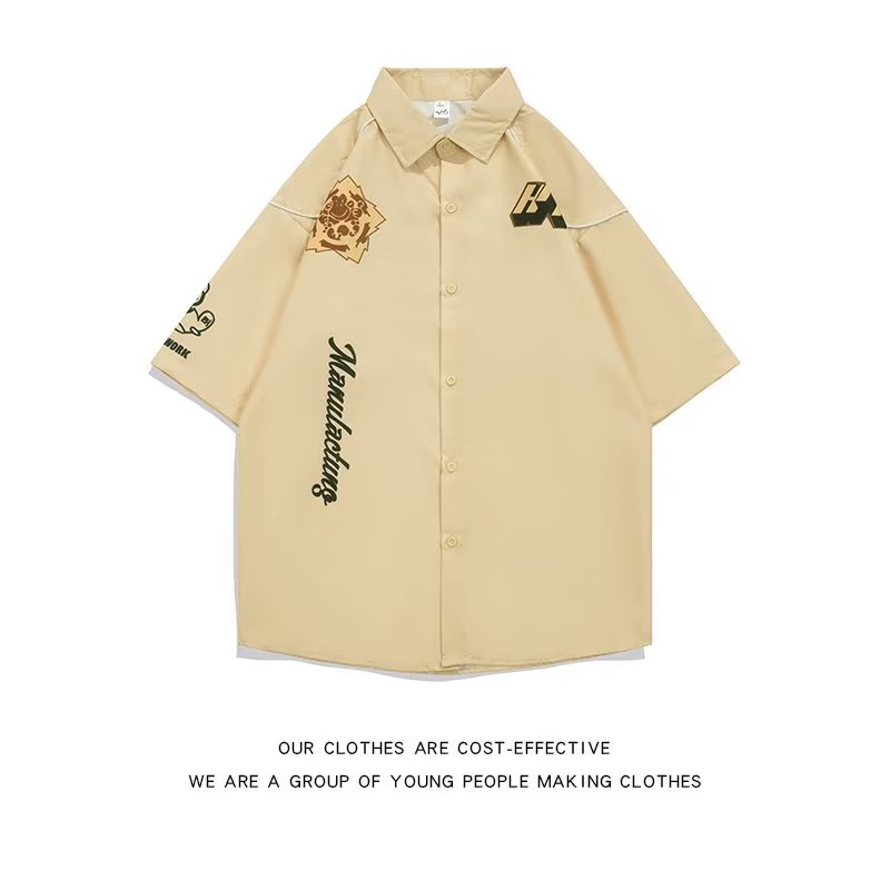 Áo Sơ Mi Tay Ngắn Dáng Rộng In Họa Tiết Thời Trang Đường Phố Mỹ 2022 Chất Lượng Cao Cho Nam