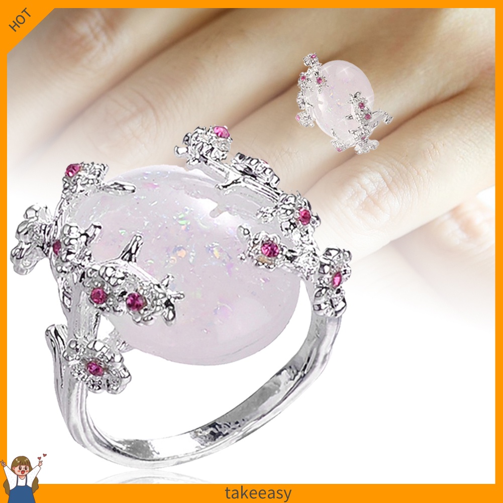 Nhẫn Cưới Thiết Kế Hình Oval Đính Đá Giả Kim Cương Cho Nữ
