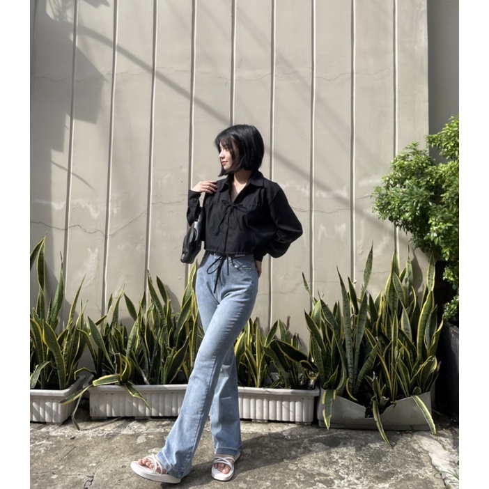 Áo sơ mi lửng cột dây