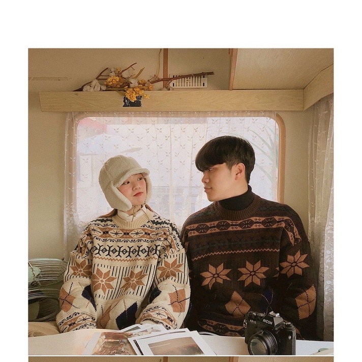 Áo Len Vintage Hoạ Tiết Mùa Thu