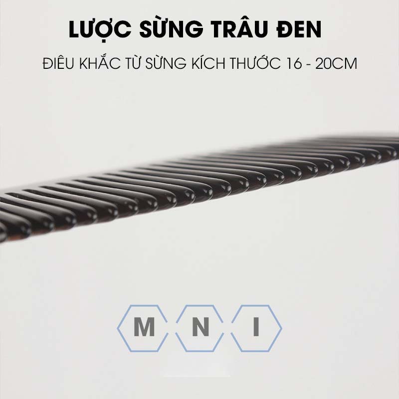 Lược sừng trâu ta đen - chuôi dài trơn kích thước 16-20cm dày 5-9mm dụng cụ chăm sóc tóc giúp trí não tỉnh táo