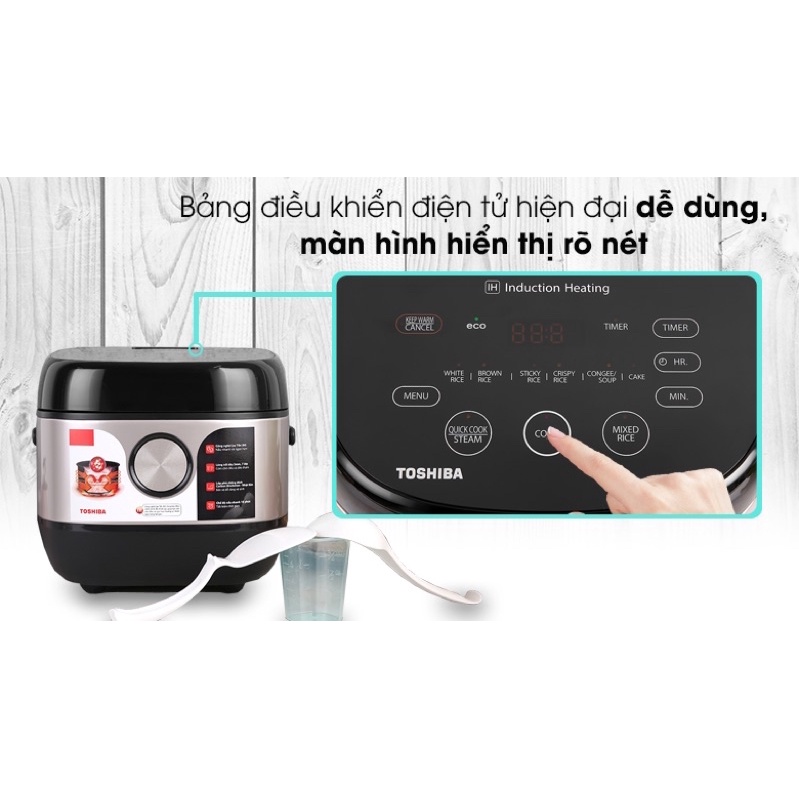 Nồi cơm cao tần Toshiba 1.8 lít RC-18IX1PV Hàng chính hãng-bảo hành 12 tháng số người ăn 4-8 người