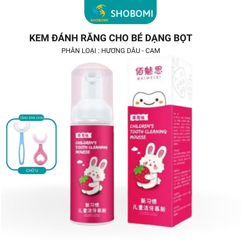 Kem đánh răng cho bé 1-2-3-12 tuổi dạng bọt nuốt được vị cam dâu,kem đánh răng trẻ em SHOPBOMIT KDR1