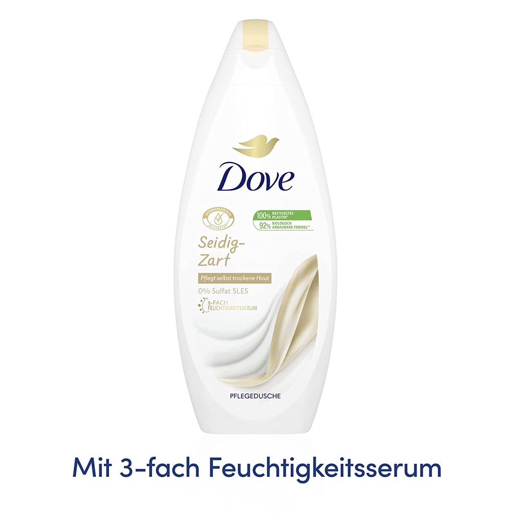 Sữa tắm DOVE cấp ẩm sâu, dưỡng trắng dành cho da khô - Dove Seidig Zart, 250ml