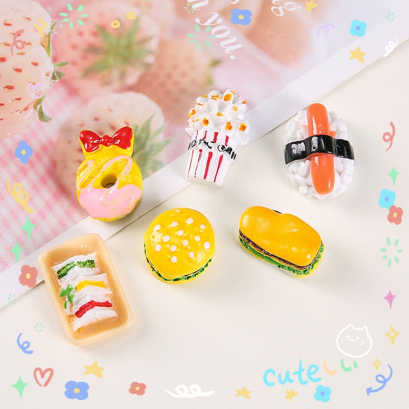 Set 10 Túi Đựng Đồ Ăn Mini Bằng Nhựa Resin Diy Cho Điện Thoại Di Động