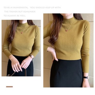 T837.Áo len cổ 3 phân kiểu len gân to dáng basic dễ mặc dễ phối đồ