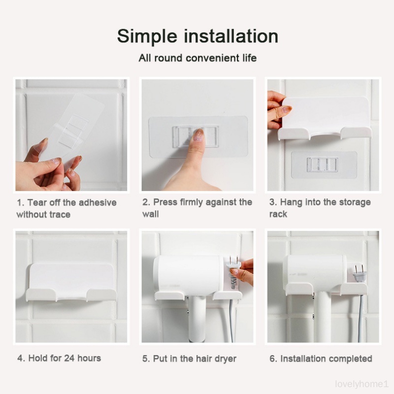 Giá Treo Máy Sấy Tóc Gắn Tường Thiết Kế Đơn Giản Tiện Dụng Cho Nhà Tắm