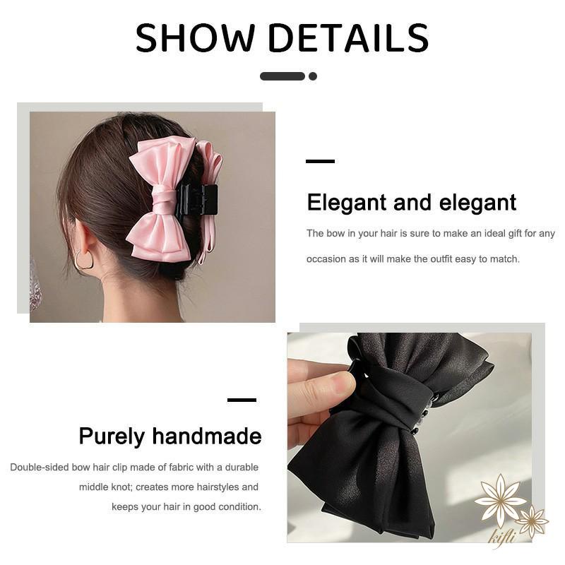 Kẹp Tóc Hình Nơ Hai Mặt Cỡ Lớn Thời Trang Mùa Thu Cho Nữ