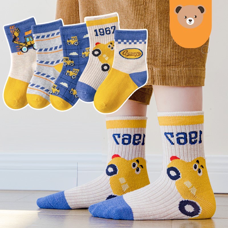 Set 5 Đôi Tất Cho Bé, Mẫu Xuất Hàn MINLIU Kids Socks Chính Hãng Cottong Co Giãn 4 Chiều Mềm Mại, Tất Bé Gái, Tất Bé Trai
