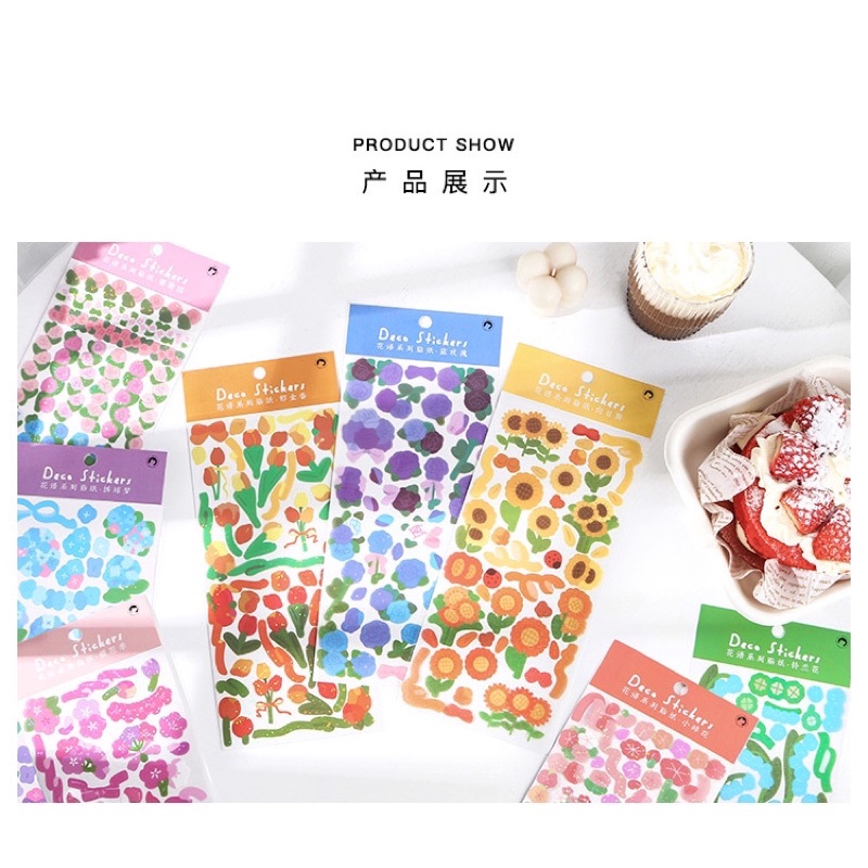 Sticker hoa lá trang trí giá rẻ hologram xinh xắn