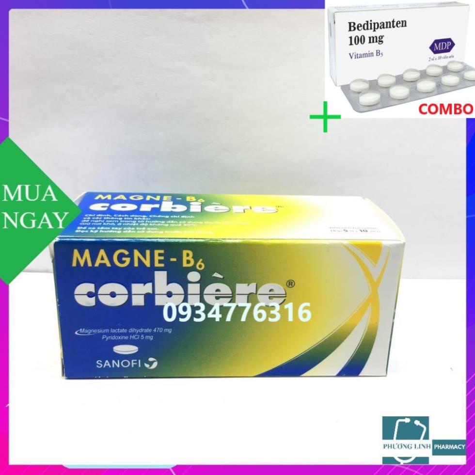 Combo Bedipanten 100mg +  MAGNE - B6 CORBIERE - Bổ sung magne hộp 5 vỉ x 10 viên