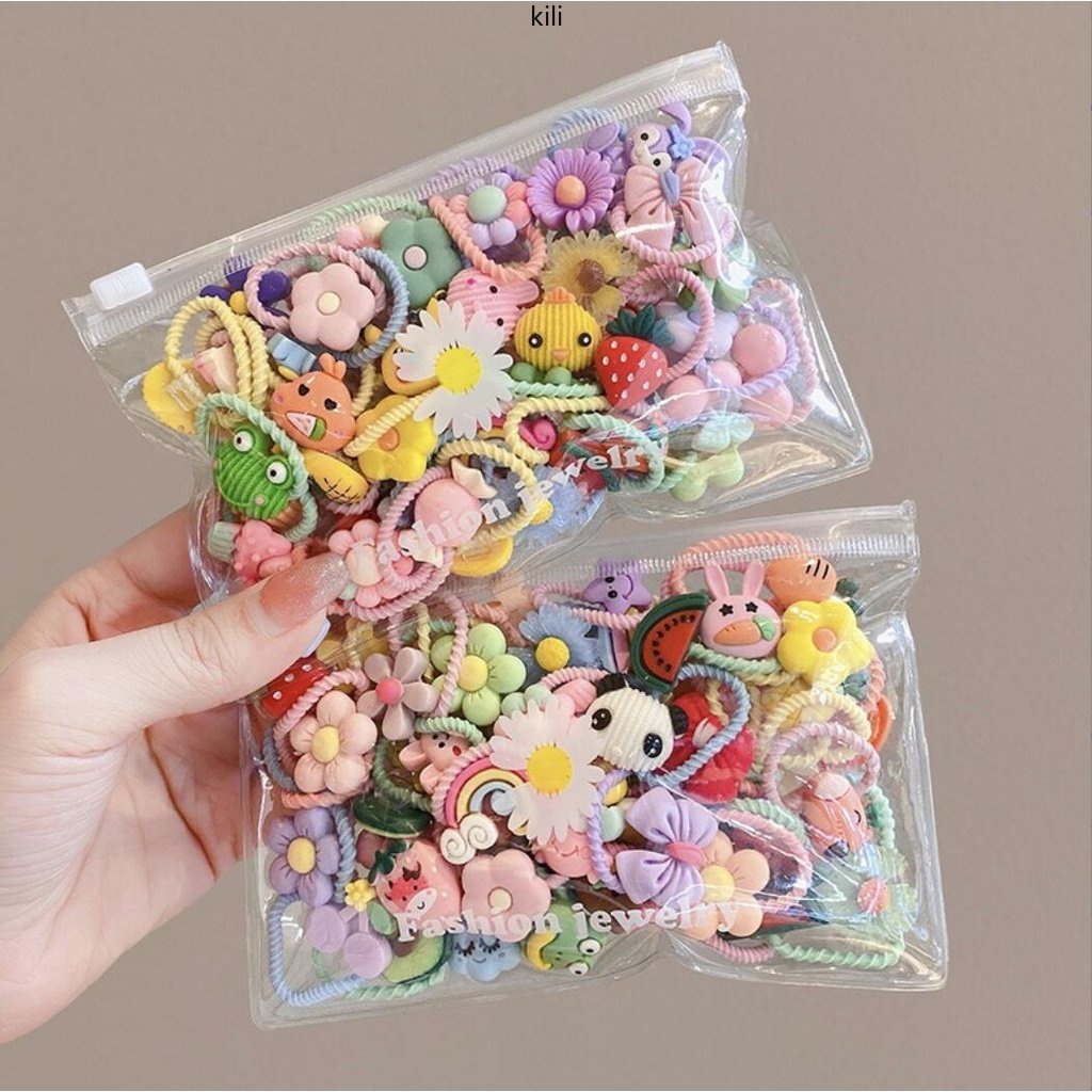Set 10 Dây Thun Cột Tóc Nhiều Màu Cho Bé Gái