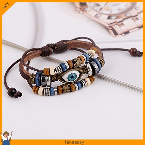 Vòng tay giả da mặt hình con mắt phong cách Thổ Nhĩ Kỳ