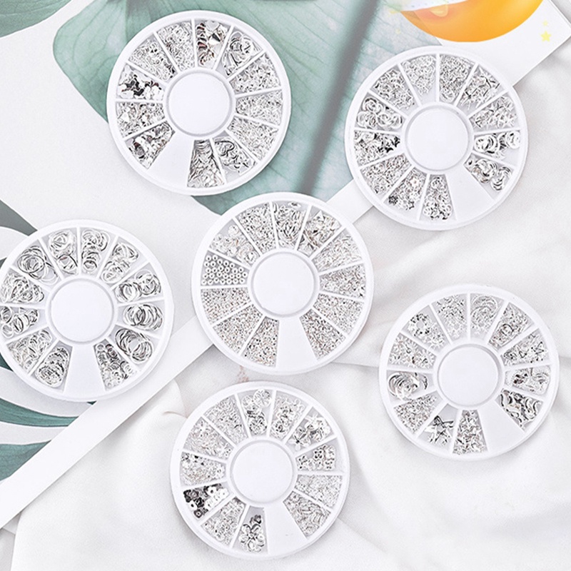 Hộp Phụ Kiện Đinh Tán Trang Trí Móng Tay Bằng Hợp Kim 12 Lớp Hình Trăng Sao