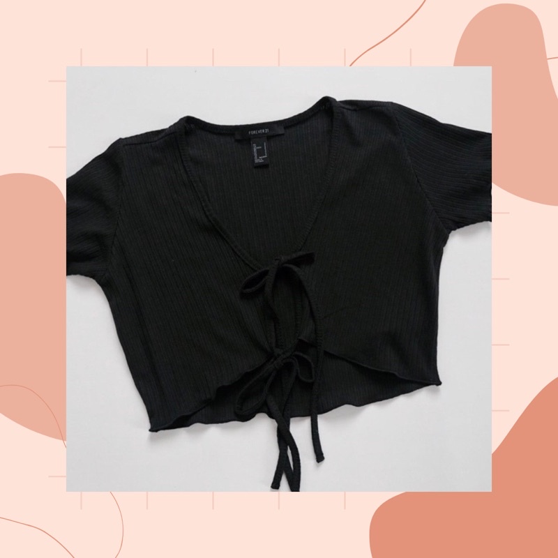 Áo Cột Dây Phía Trước - Form Crop Chính Hãng Tay Ngắn