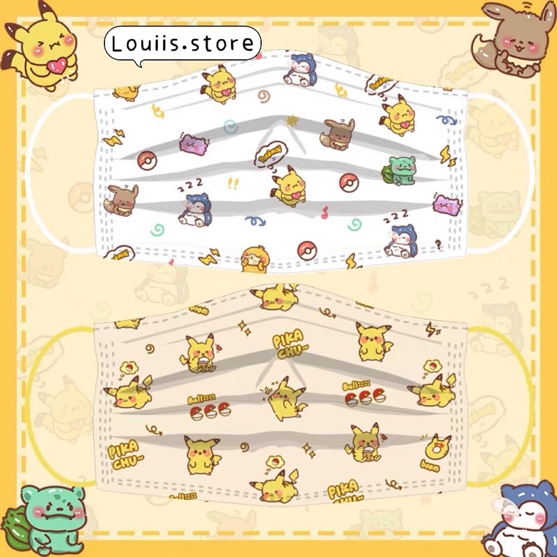 Khẩu trang y tế dễ thương, hoạ tiết hoạt hình gấu người lớn Louiis.store