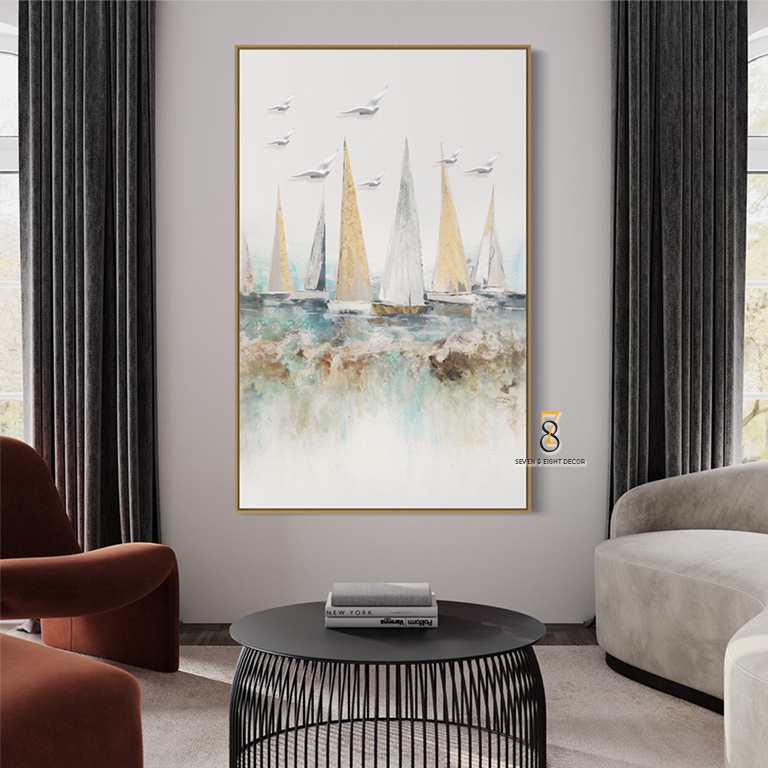 Tranh Canvas | Tranh Phong Cảnh Những Cánh Buồm 1FVLANS001 | Tranh Căng Khung Cao Cấp | Tặng Kèm Đinh Đa Năng