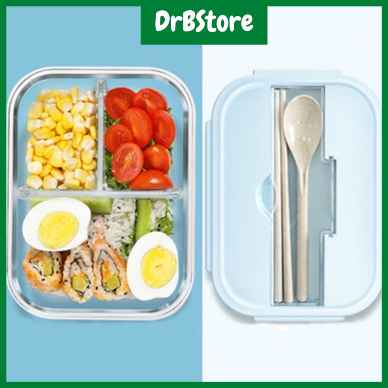 Hộp cơm thủy tinh 2,3 ngăn, hộp đựng cơm văn phòng chia ngăn cao cấp tiện lợi DrbStore