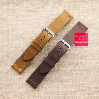 Dây đồng hồ da bò sáp Vintage handmade kèm sẵn khóa size 18-19-20-21-22mm tặng cây tháo dây