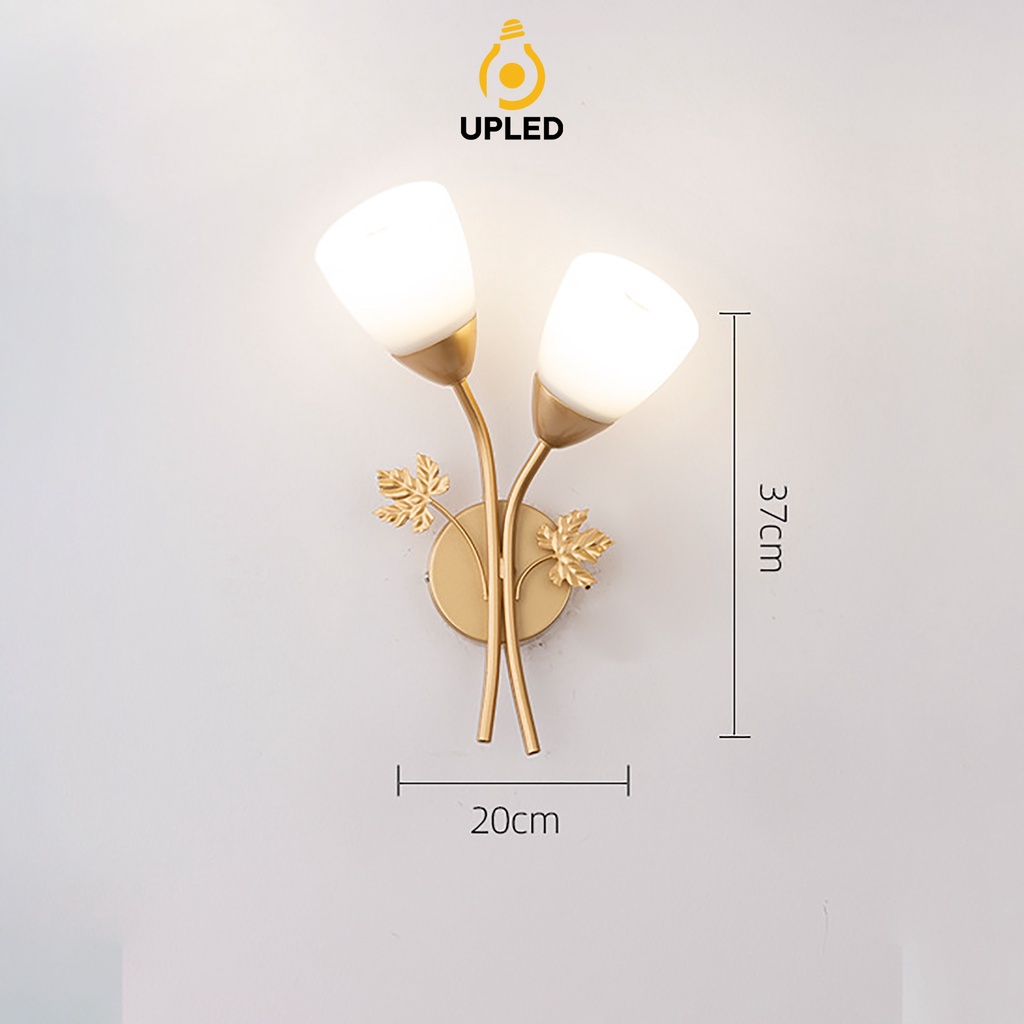 Đèn Ngủ Treo Tường Hoa Thường Xuân Mạ Đồng UPLED Trang trí Phòng Khách, Lối đi