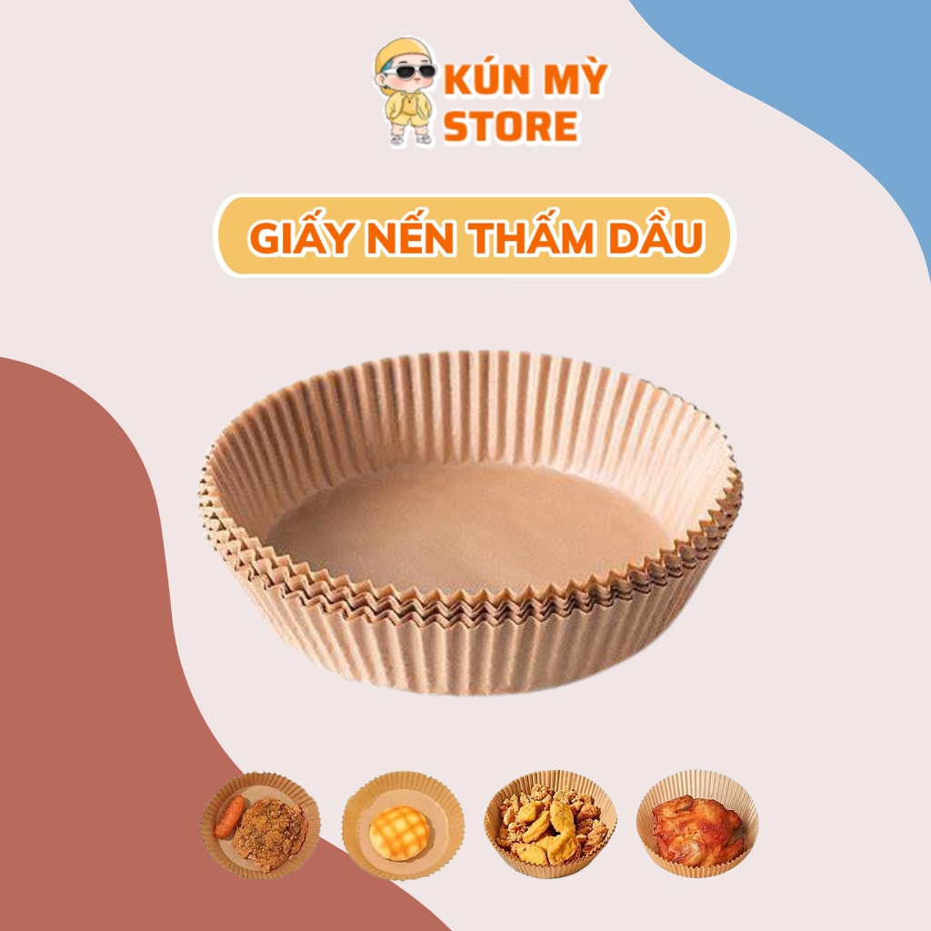 set giấy nến thấm dầu 50 tờ 16x1.5cm, Giấy Lót Nồi Chiên Hình Khuôn Bánh - Giảm Thiểu Tối Đa Dầu Mỡ Bám Vào N