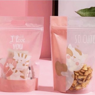 Túi zip đựng bánh kẹo mèo hồng