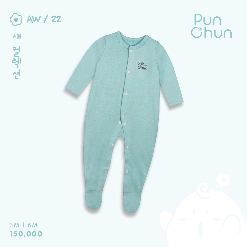 Punchun- Body Punchun dài tay cúc giữa cho bé sơ sinh đến 6 tháng AW2022D06
