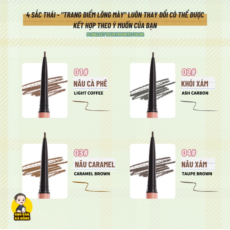 Bút Chì Kẻ Mày Hai Đầu WODWOD Fine-core Double-headed Small Eyebrow Pencil W897