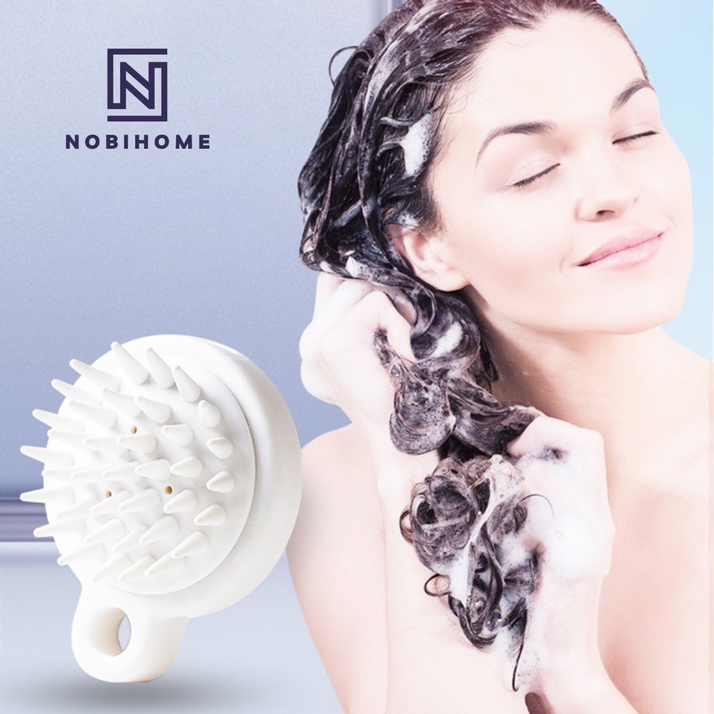 Lược Gội Đầu Silicon Massagage Đầu Nobihome, lược massage đầu silicon siêu mềm gãi đầu kích thích mọc tóc giảm rụng tóc
