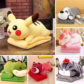 Gấu Bông Có Mền - Chăn Gối Ngủ Văn Phòng 3in1 Hình Ngộ Nghĩnh