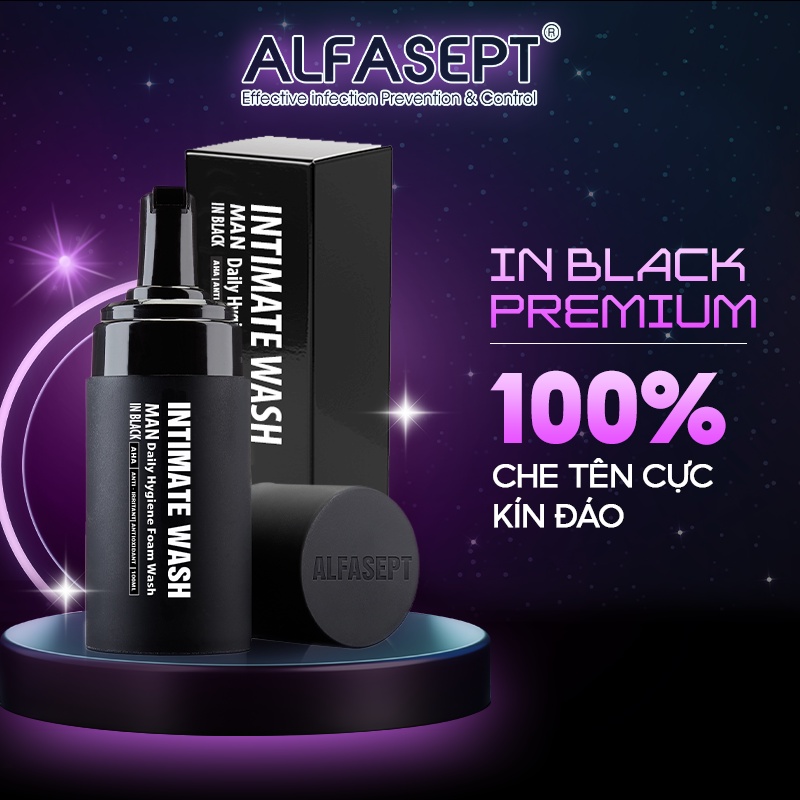 Dung Dịch Vệ Sinh Nam Dạng Bọt ALFASEPT Intimate Wash For Men In Black Dòng Premium Hương Nước Hoa Nam Tính Chai 100ml