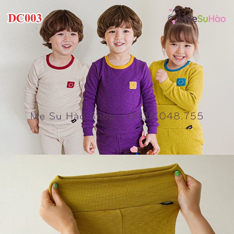 Bộ dài tay trẻ em lưng chun cạp cao qua rốn thun gân dày dặn ấm hãng Cordi-i nội địa Hàn Quốc mã DC003