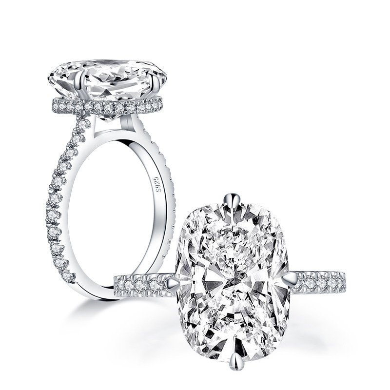 Nhẫn Bạc 925 Hình Chữ Nhật Kích Thước Lớn 10 Carat Phong Cách Mới