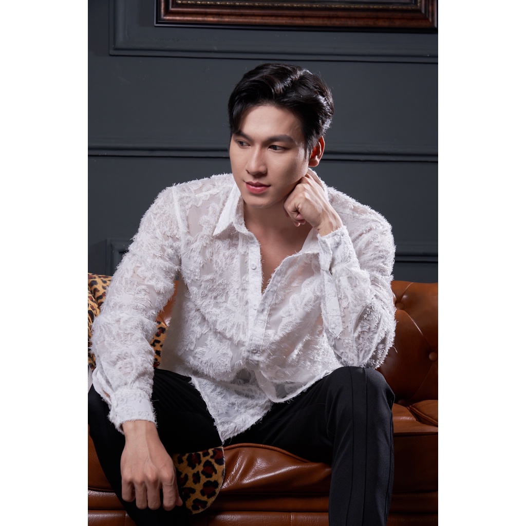 Áo Sơ Mi Nam Dày Tay Họa Tiết Bông Hoa Màu Trắng/Đen/Xanh Lợt/Hồng Thương Hiệu Mr Twins