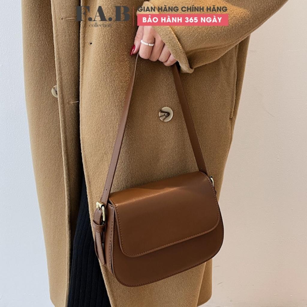 Túi xách nữ da trơn nắp gập dáng basic thời trang kẹp nách cao cấp đi chơi đi làm, túi đeo chéo nữ TX043108 FAB Store